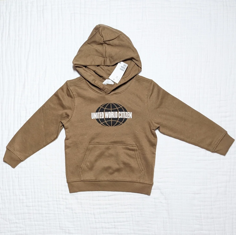 H&M Kid’s Sweatshirt Hoodie Unisex Boy Girl 5 Brown Fleece Pullover Neutral